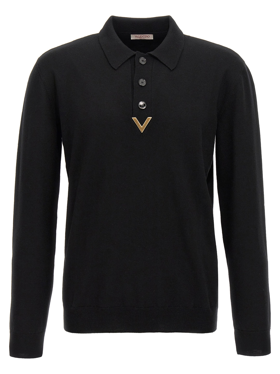 V Detail Polo Black