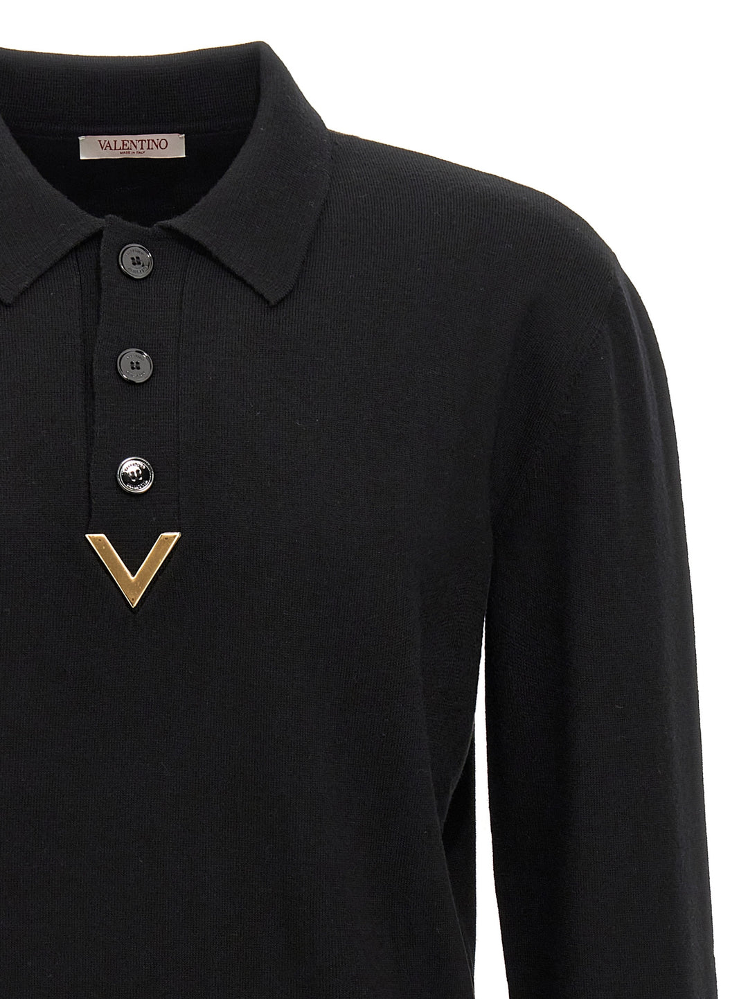 V Detail Polo Black