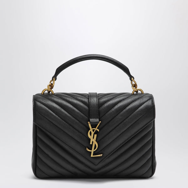 Medium College Bag In Black Quilted Leather
