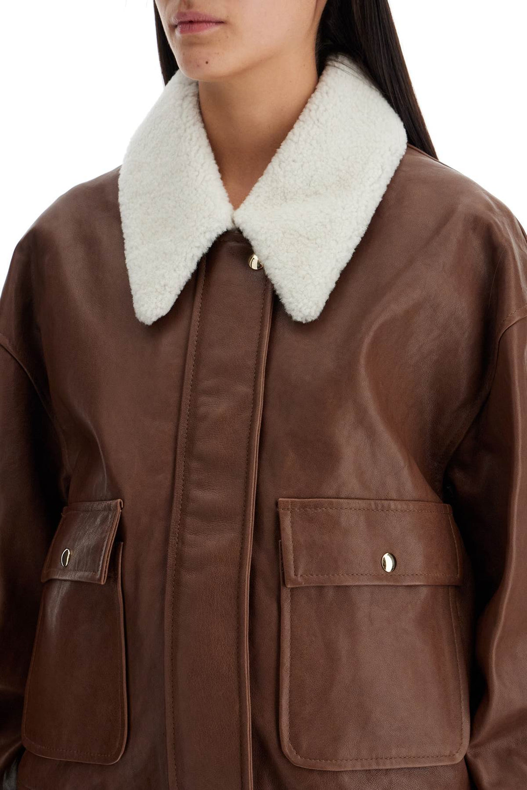 Bomber In Pelle 'Shellar' Con Colletto In Shearling