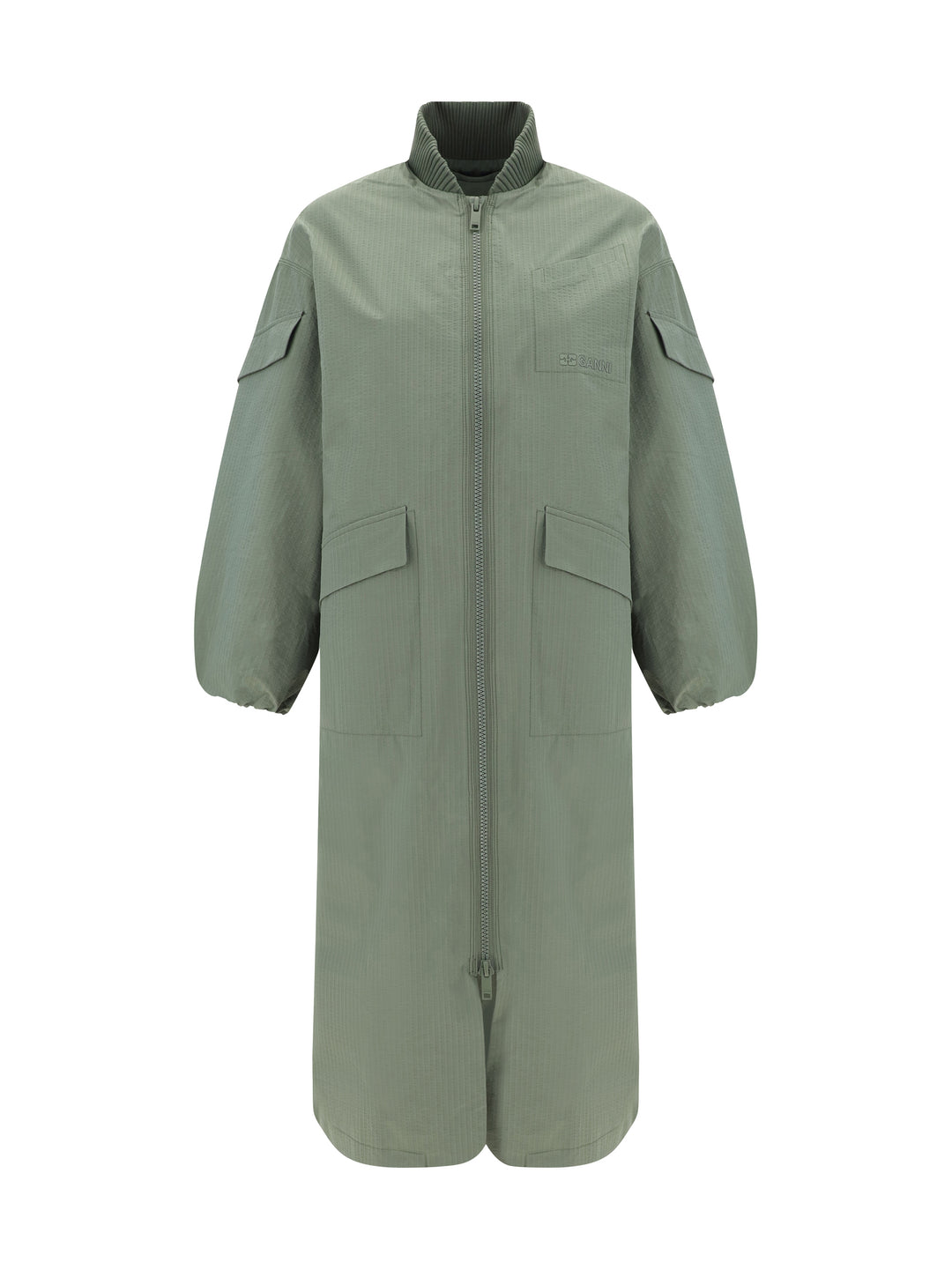 TECH SEERSUCKER OVERSIZED SHELL COAT