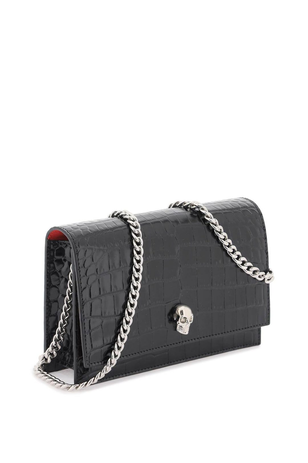 Croco Embossed Leather Skull Mini Bag