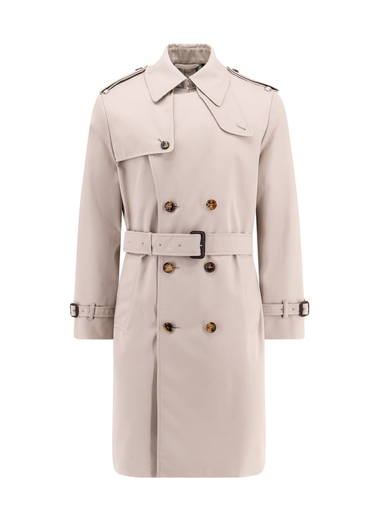 Cotton Blend Trench With Check Lining