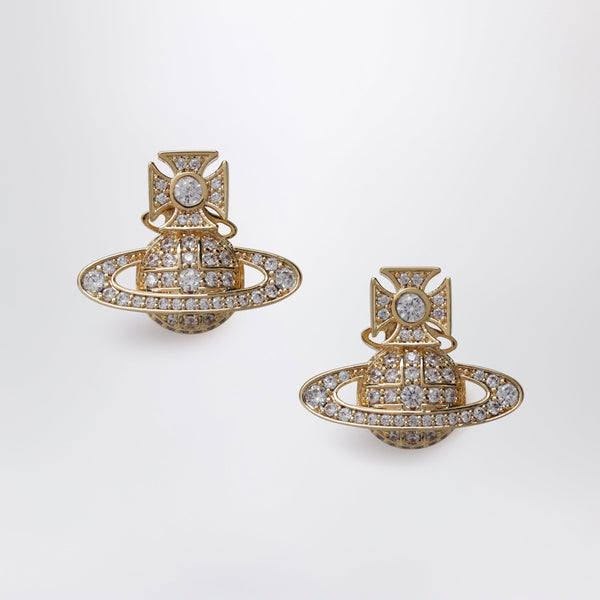 Orb Earrings In Gold-Tone Metal With Crystals