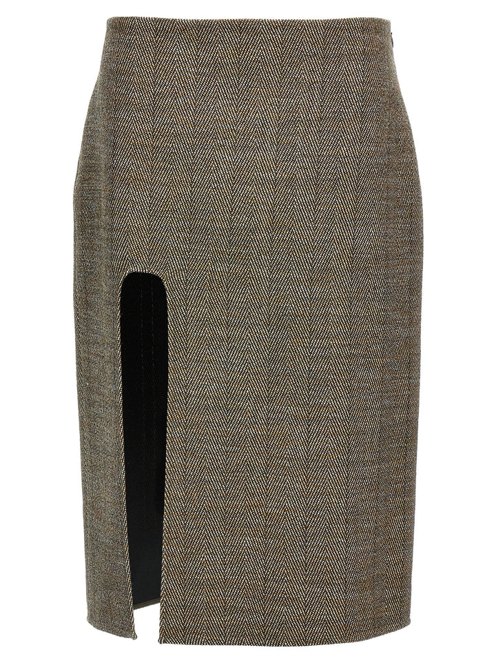 Slit Tweed Skirt Skirts Brown