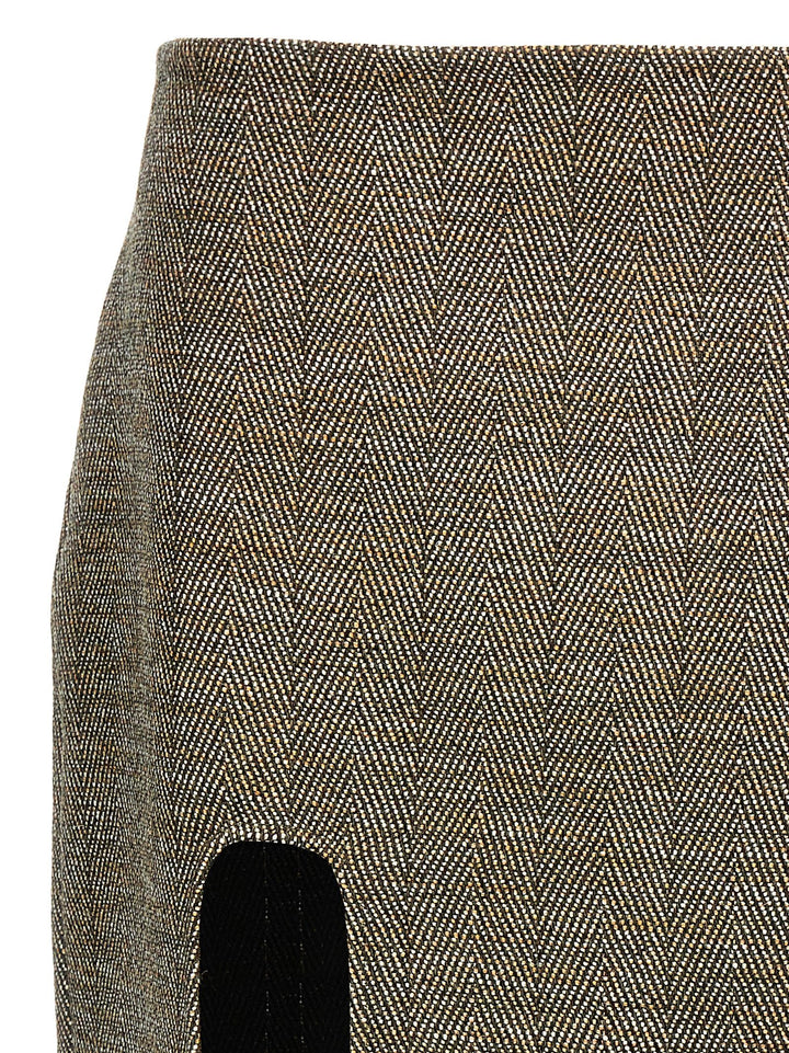 Slit Tweed Skirt Skirts Brown