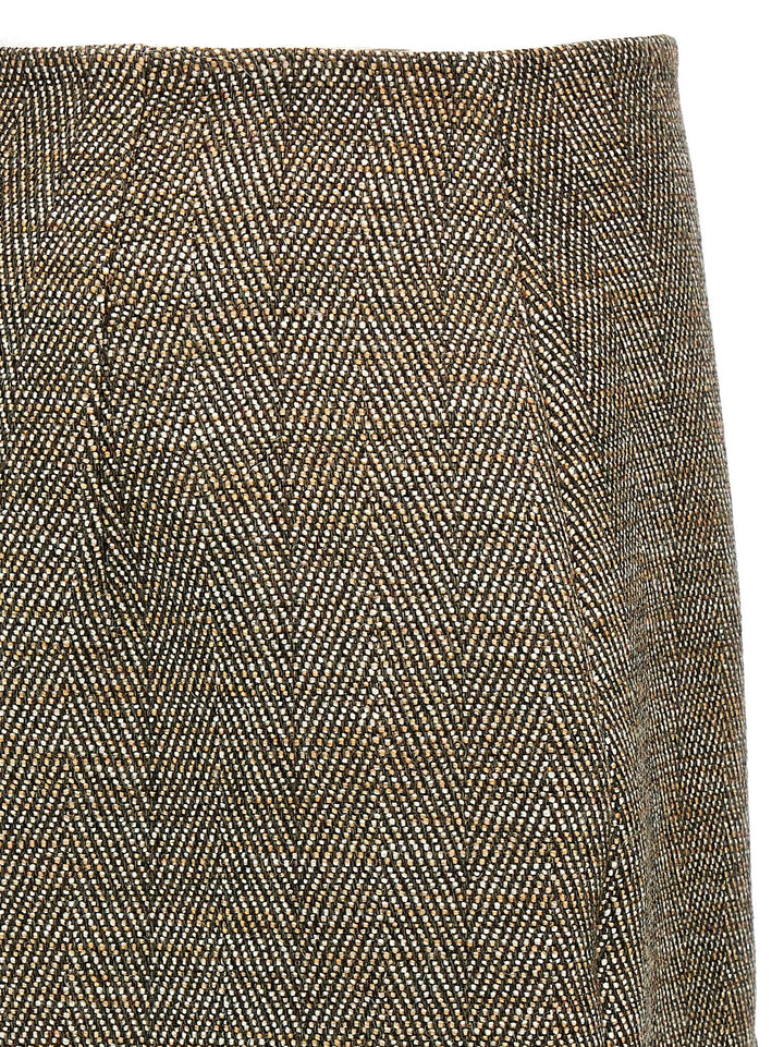 Slit Tweed Skirt Skirts Brown