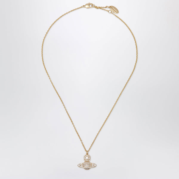 Orb Pendant Necklace In Gold-Tone Metal With Crystals