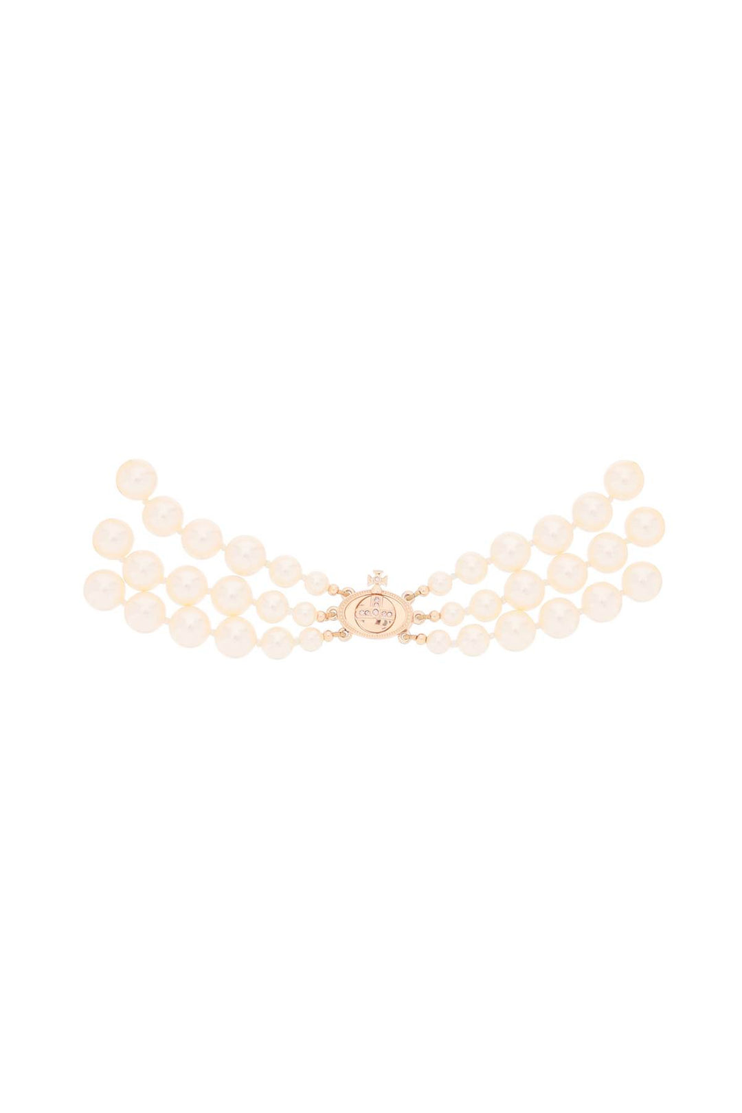 Choker Three Row Pearl Bas Relief