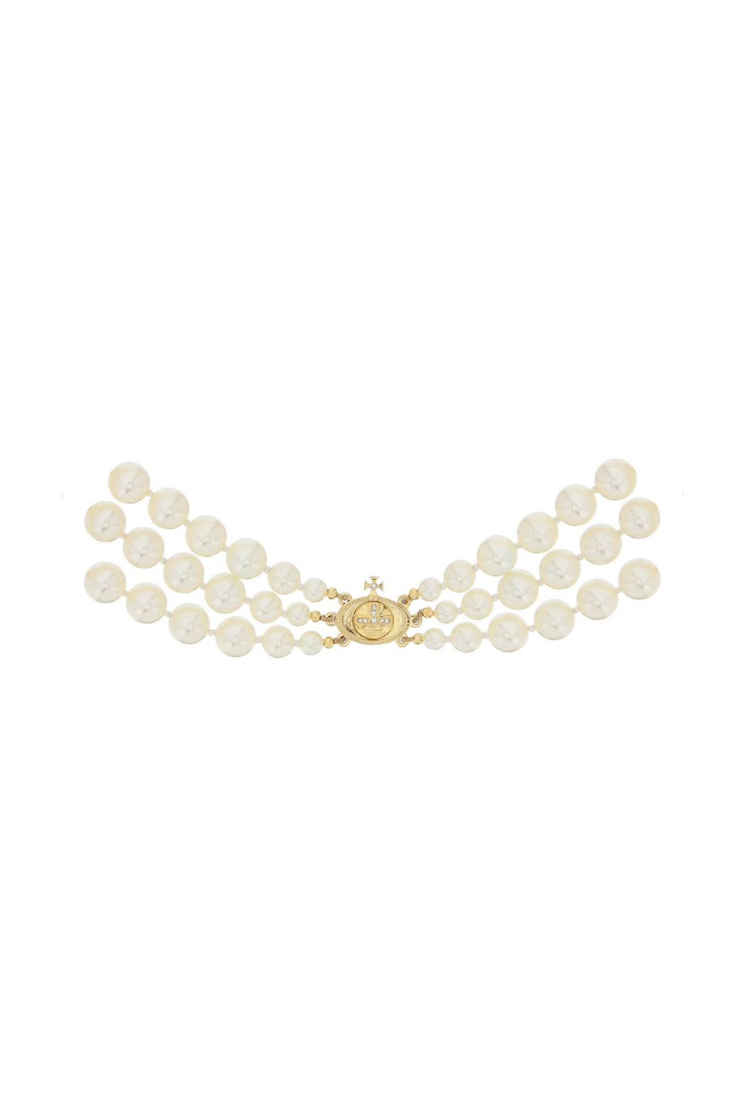 Choker Three Row Pearl Bas Relief