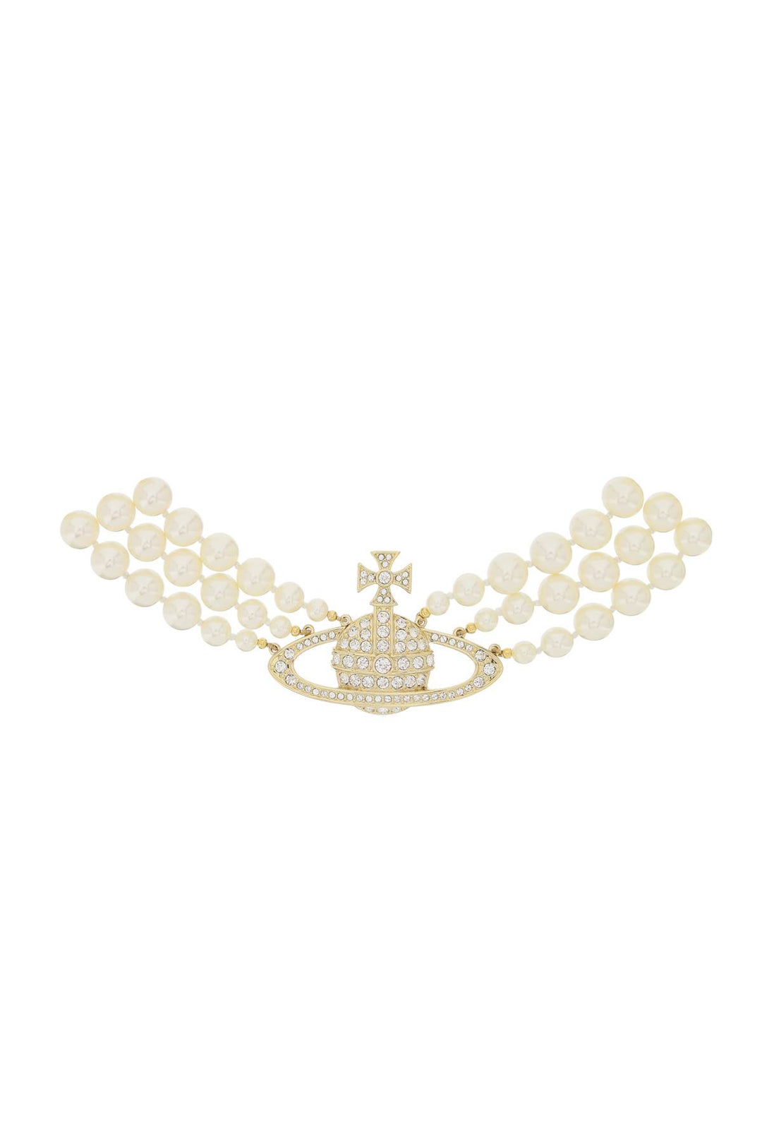 Choker Three Row Pearl Bas Relief