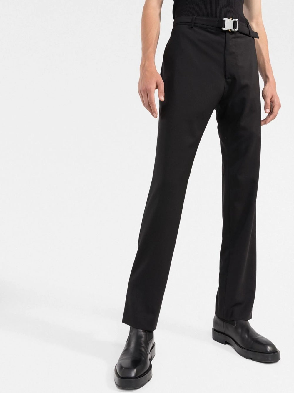 Straight trousers with belt