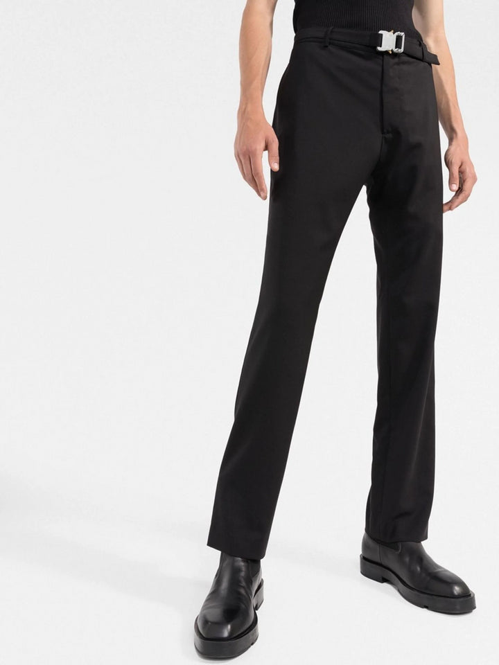 Straight trousers with belt