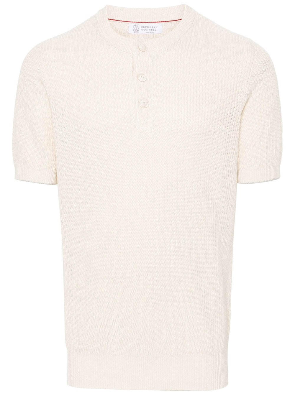 Short-sleeved sweater with buttoning