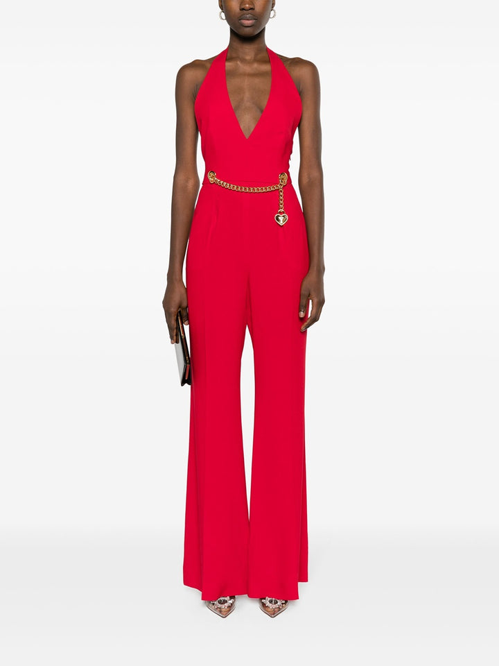 Jumpsuit with halter neck and padlock detail