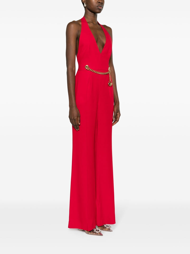 Jumpsuit with halter neck and padlock detail