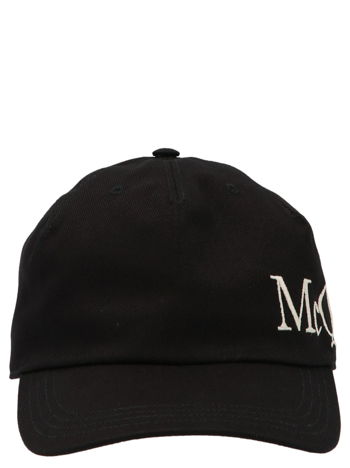 Mcqueen Logo Embroidery Cap Hats - Black | fadaf1f501b6af2b3a48add1291f85209338e367