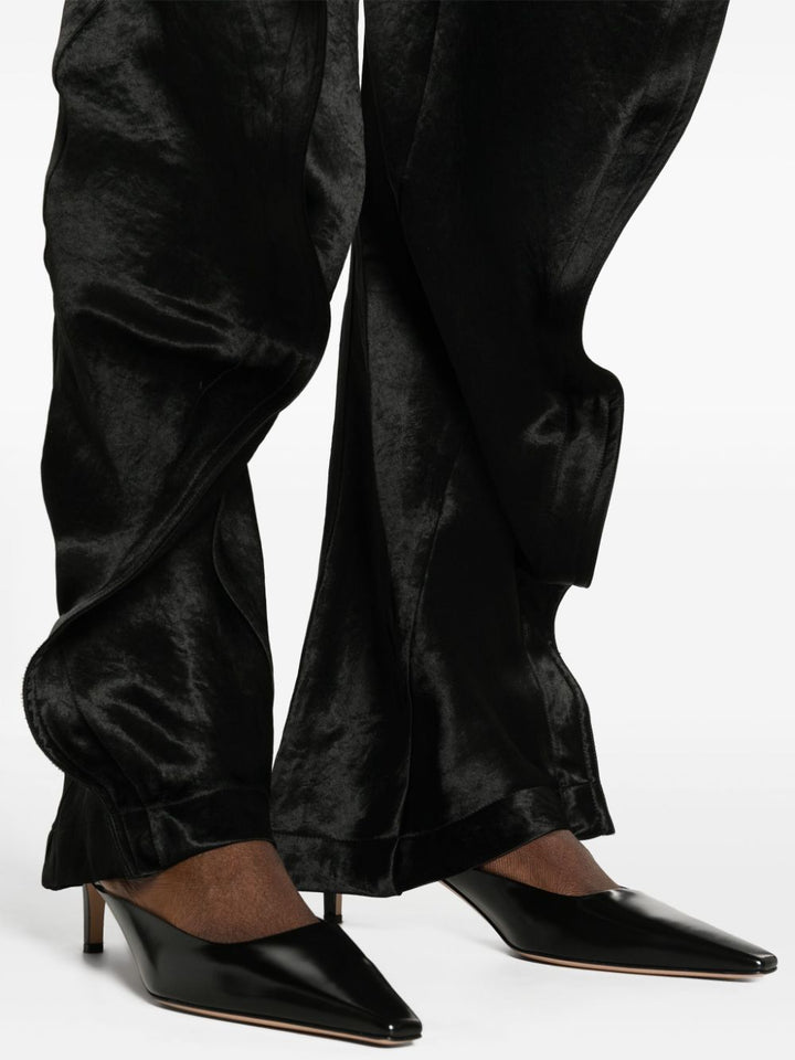 satin trousers with stitching