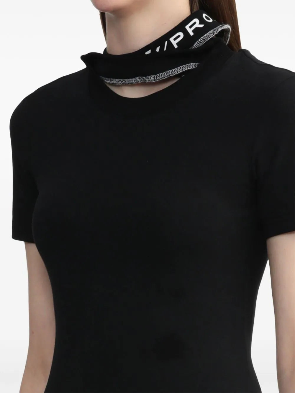 T-shirt with triple collar and logo print