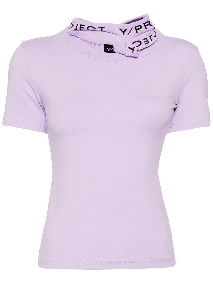 Jersey T-shirt with logo print collar