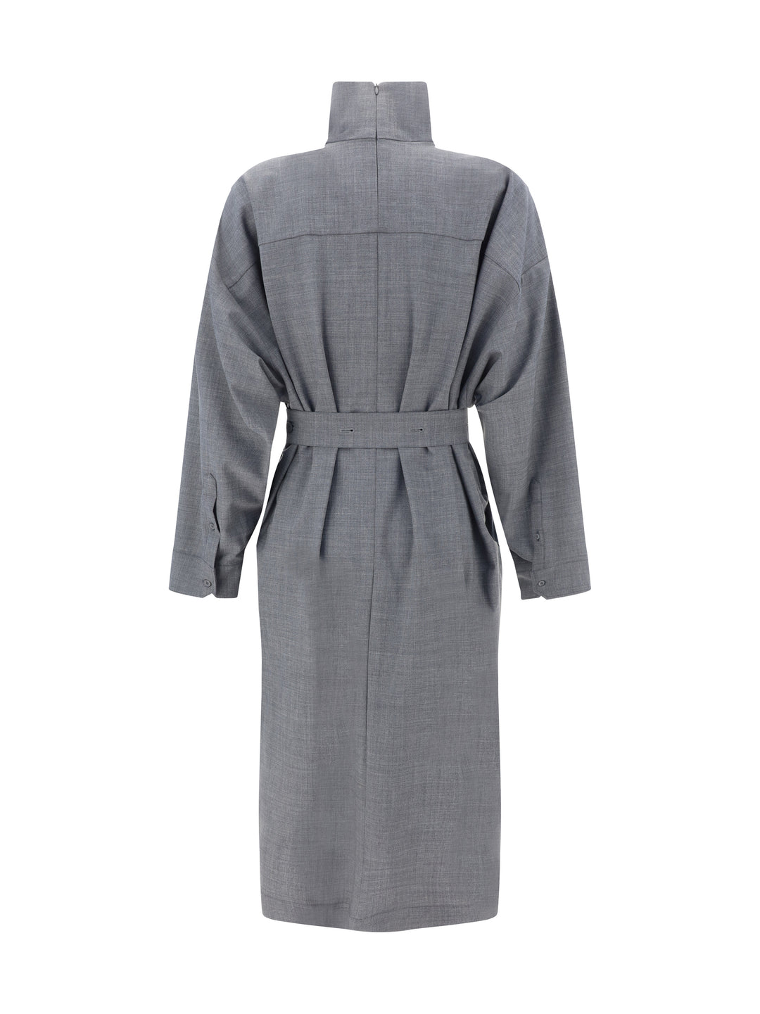 BISTRETCH WOOL DRESS WITH HIGH COLLAR AN