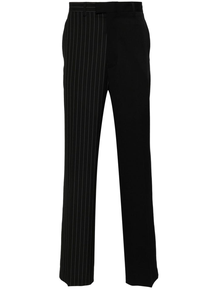 Straight pinstriped trousers