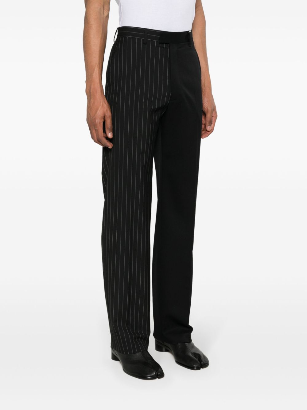 Straight pinstriped trousers