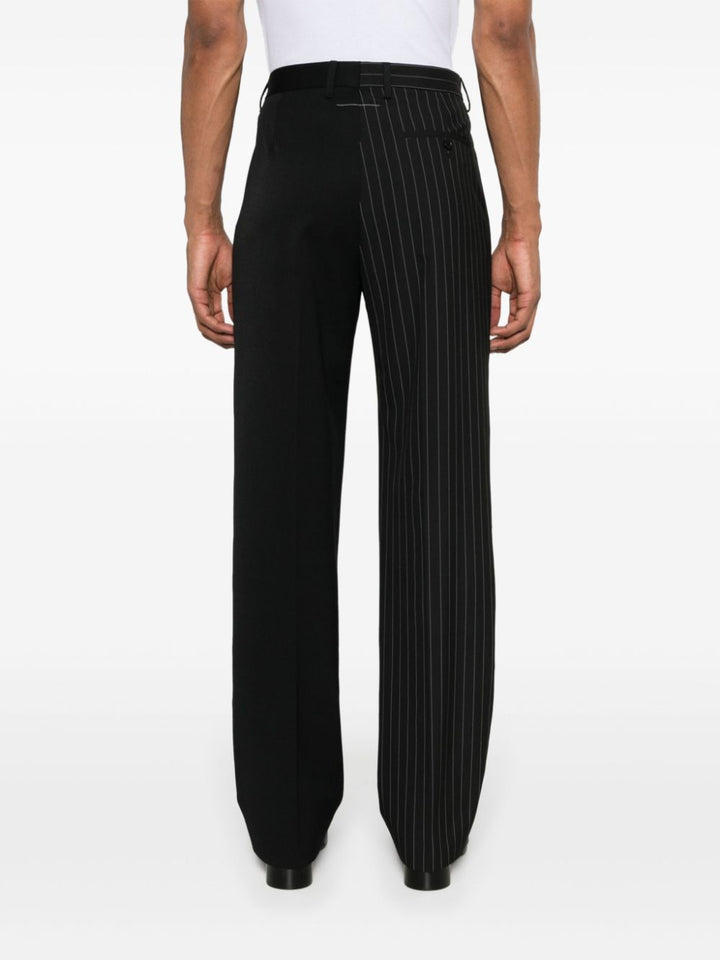 Straight pinstriped trousers