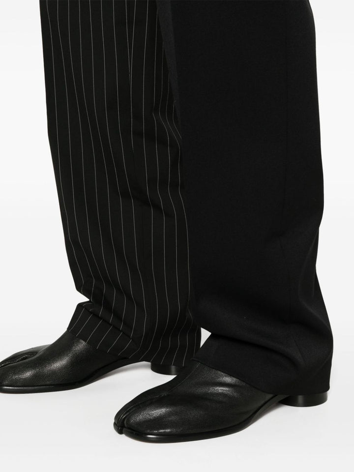 Straight pinstriped trousers