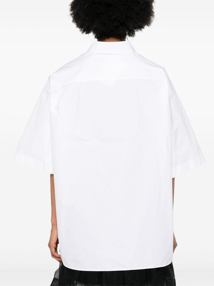 Fitted shirt in wrinkled poplin