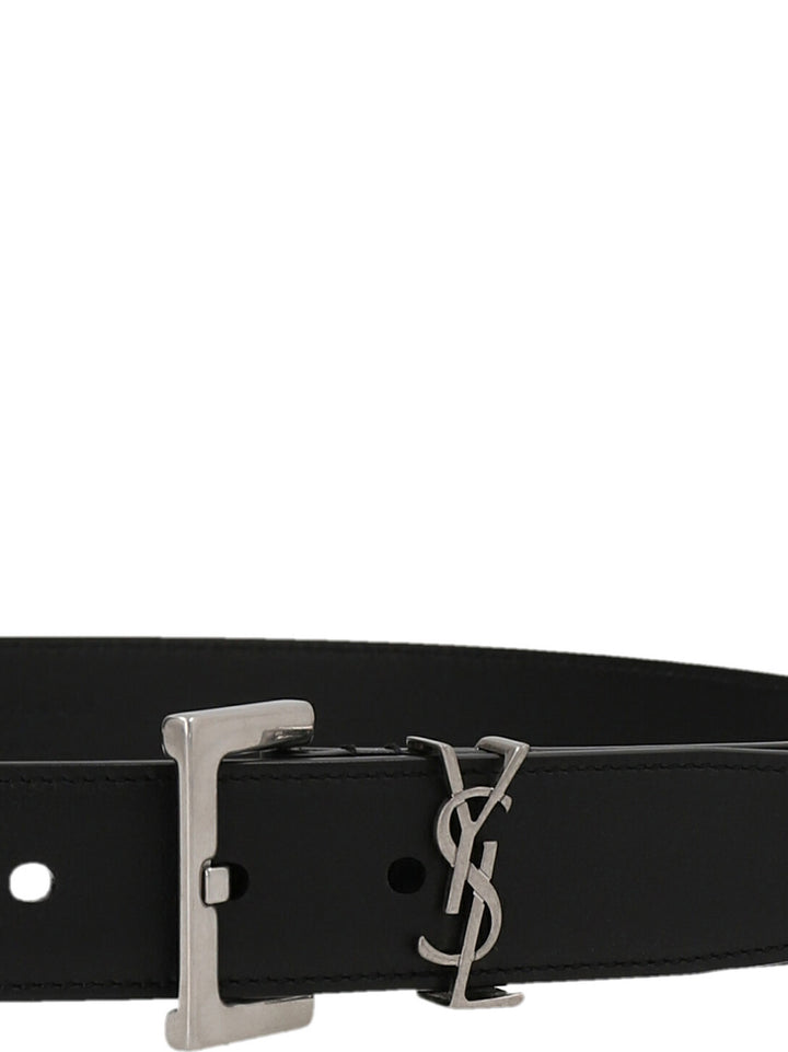 Saint Laurent Monogram Belts - Black | a1377090977debdac37a16528e555fdf880c769a