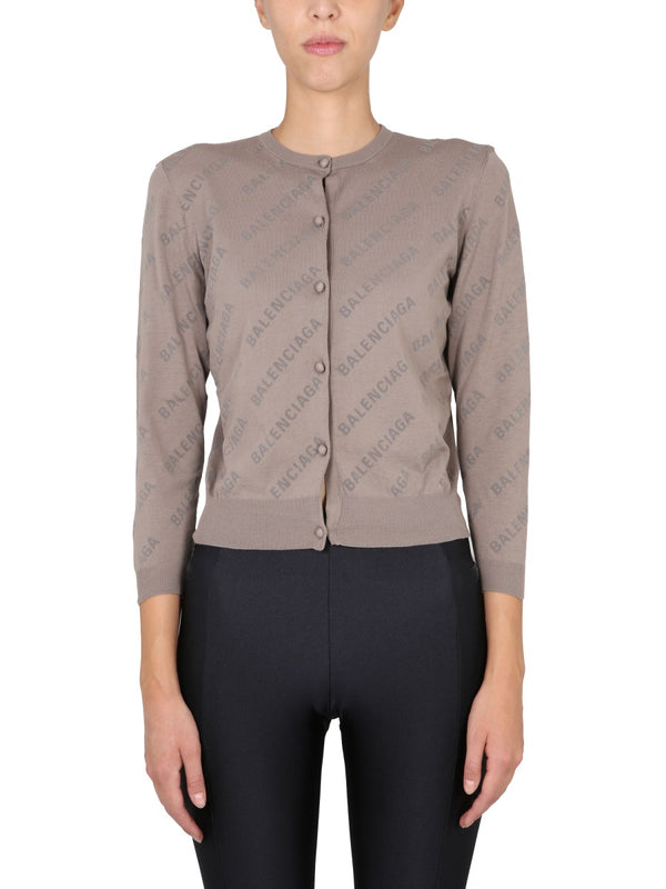 Allover Logo Cropped Cardigan
