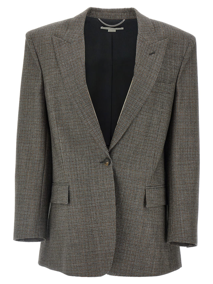 Single-Breasted Micro Houndstooth Blazer Blazer And Suits Gray