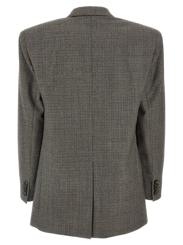 Single-Breasted Micro Houndstooth Blazer Blazer And Suits Gray