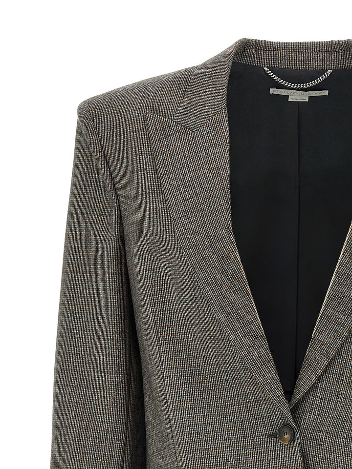 Single-Breasted Micro Houndstooth Blazer Blazer And Suits Gray