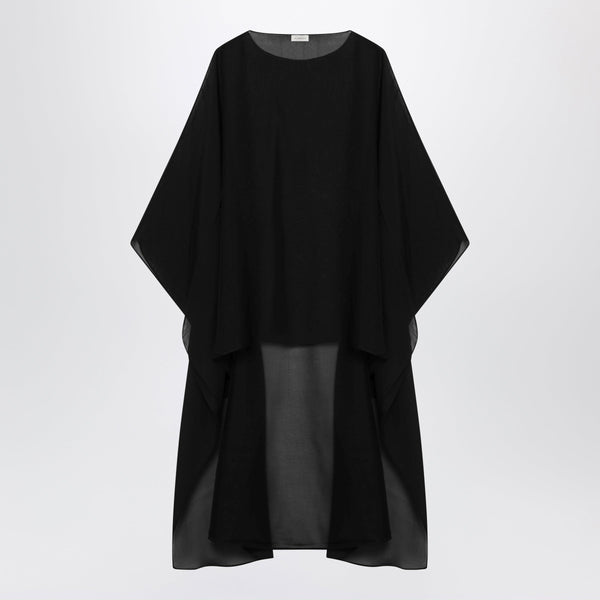Char Black Silk Chiffon Cape