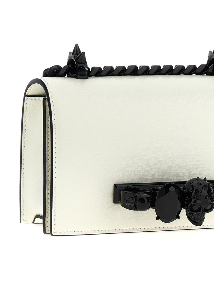 Mini Jewelled Satchel Shoulder Bags White/Black