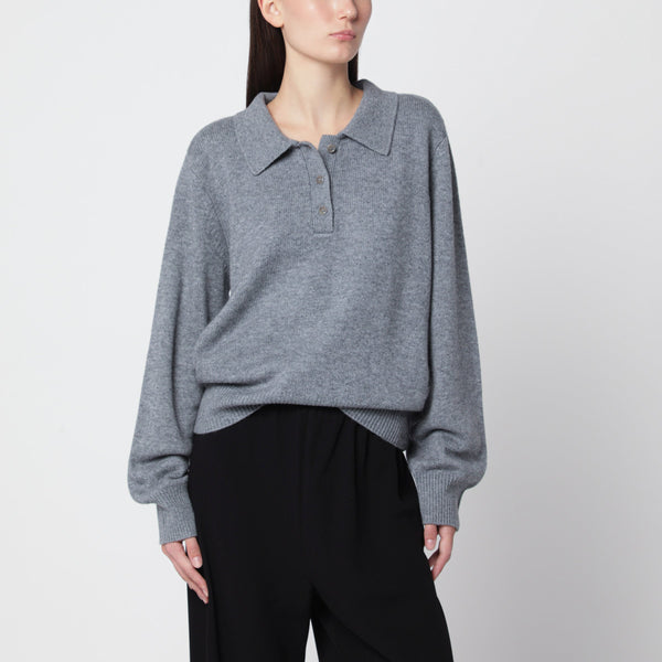 Gine Grey Wool And Cashmere Polo Sweater