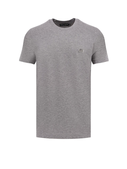 Cotton T-Shirt With Metal Logo Detail