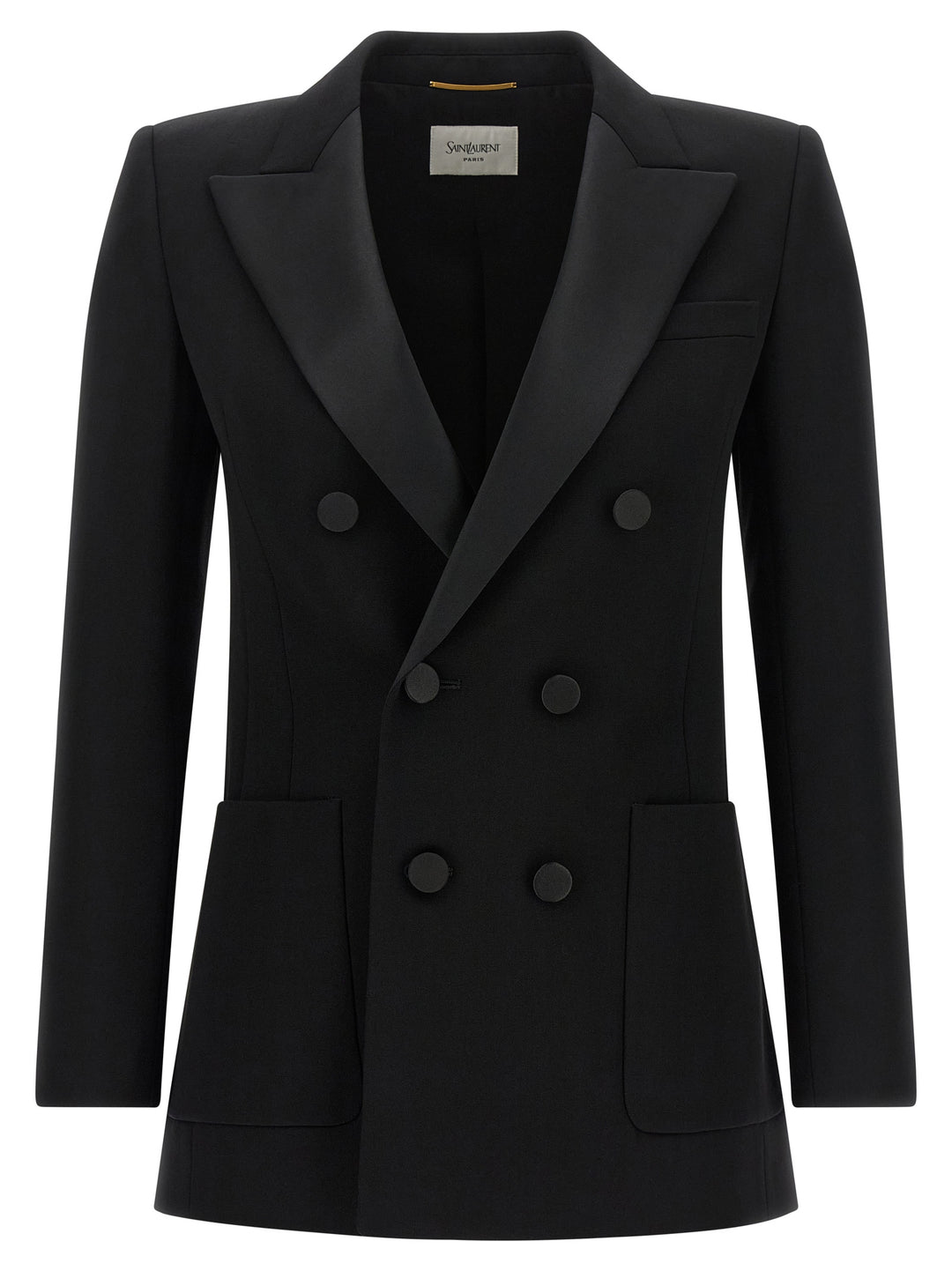 Saint Laurent Satin Lapel Blazer BlazerS - Black | d86849422ee39fb30cde078f6d0924b44960eb70
