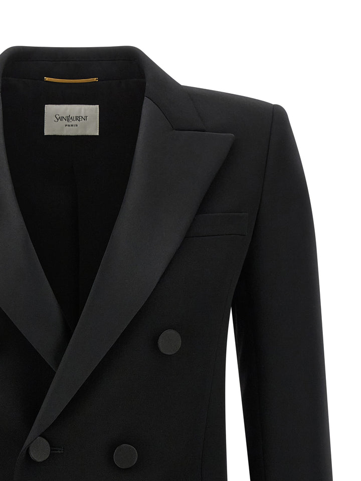 Saint Laurent Satin Lapel Blazer BlazerS - Black | c8b9fceb5876f69e6dca6bc33b8b5d22881dbdf3