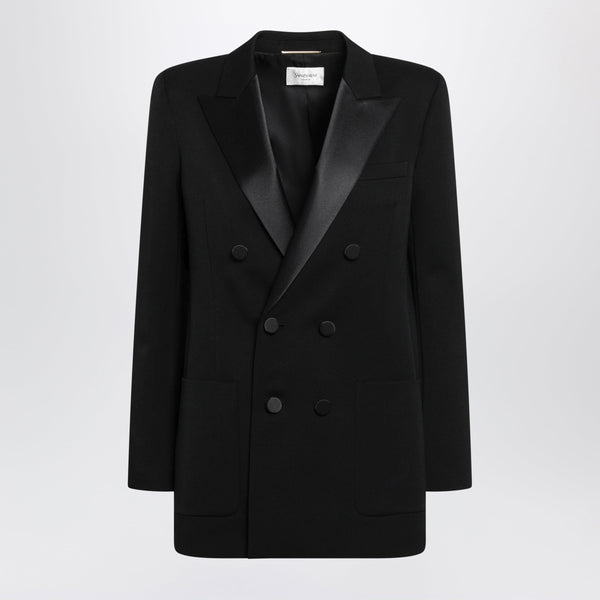 Double-Breasted Wool Blazer In Black
