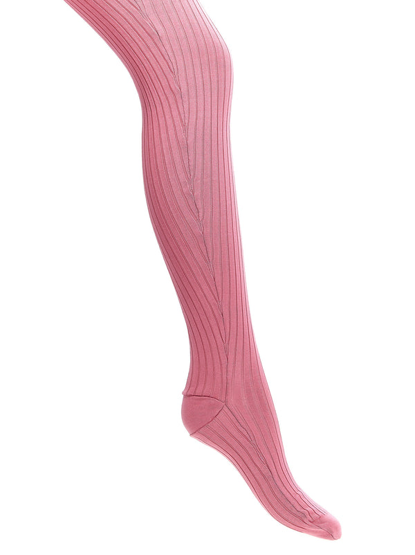 Ribbed Tights Socks Pink
