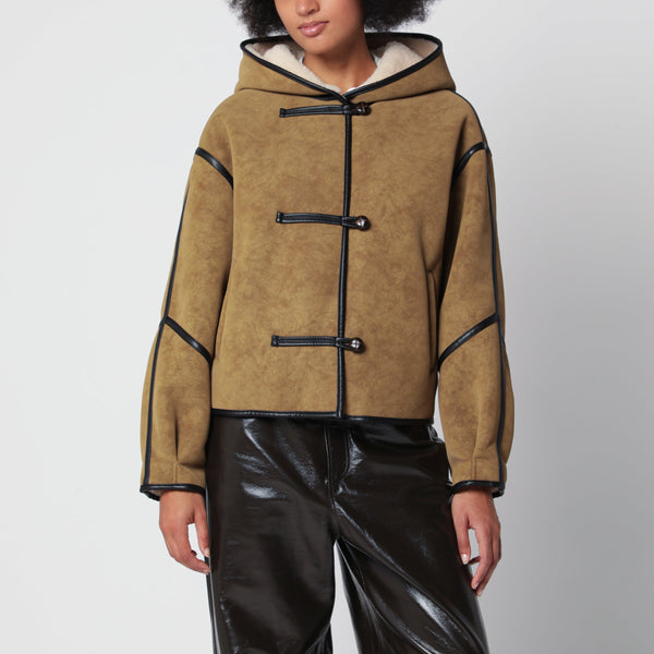 Chaqueta Fia Beige De Piel Sintética De Shearling Con Capucha