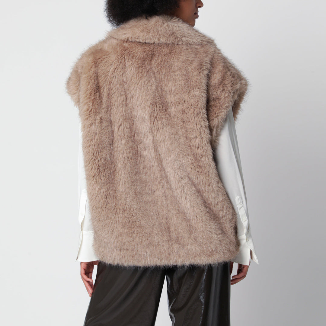 Stand Studio Beige Faux Fur Vest