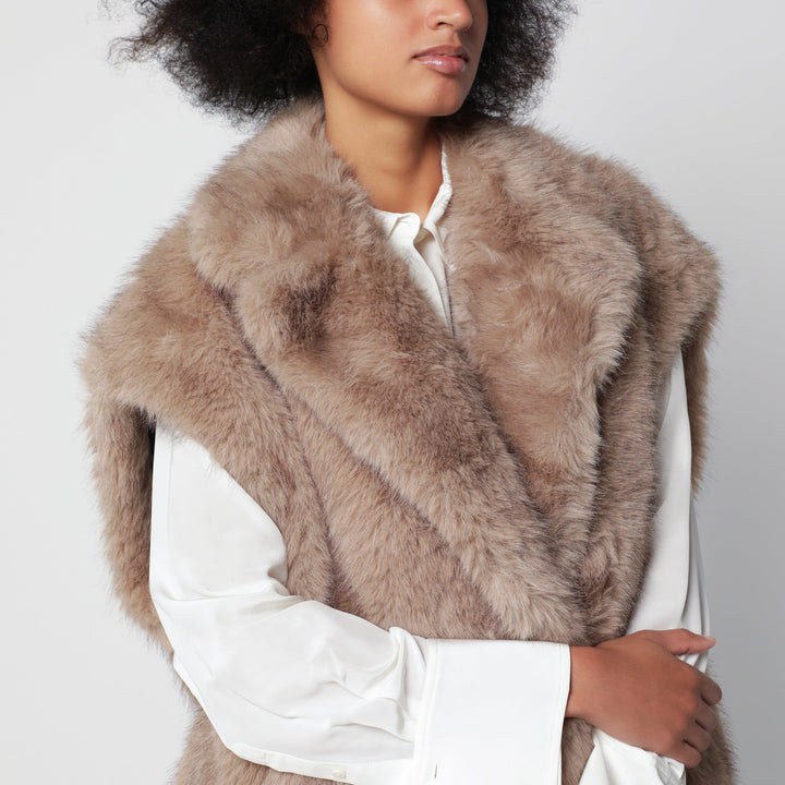 Stand Studio Beige Faux Fur Vest