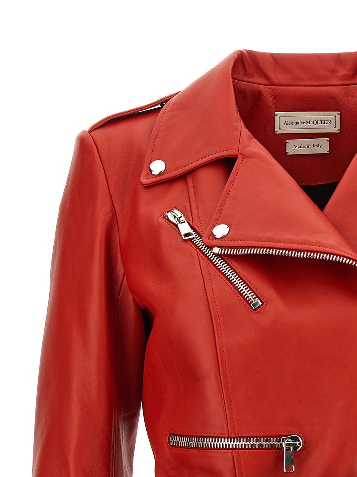 Cropped Biker Jacket Casual Jackets, Parka Red