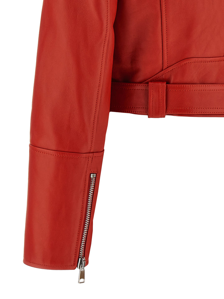 Cropped Biker Jacket Casual Jackets, Parka Red