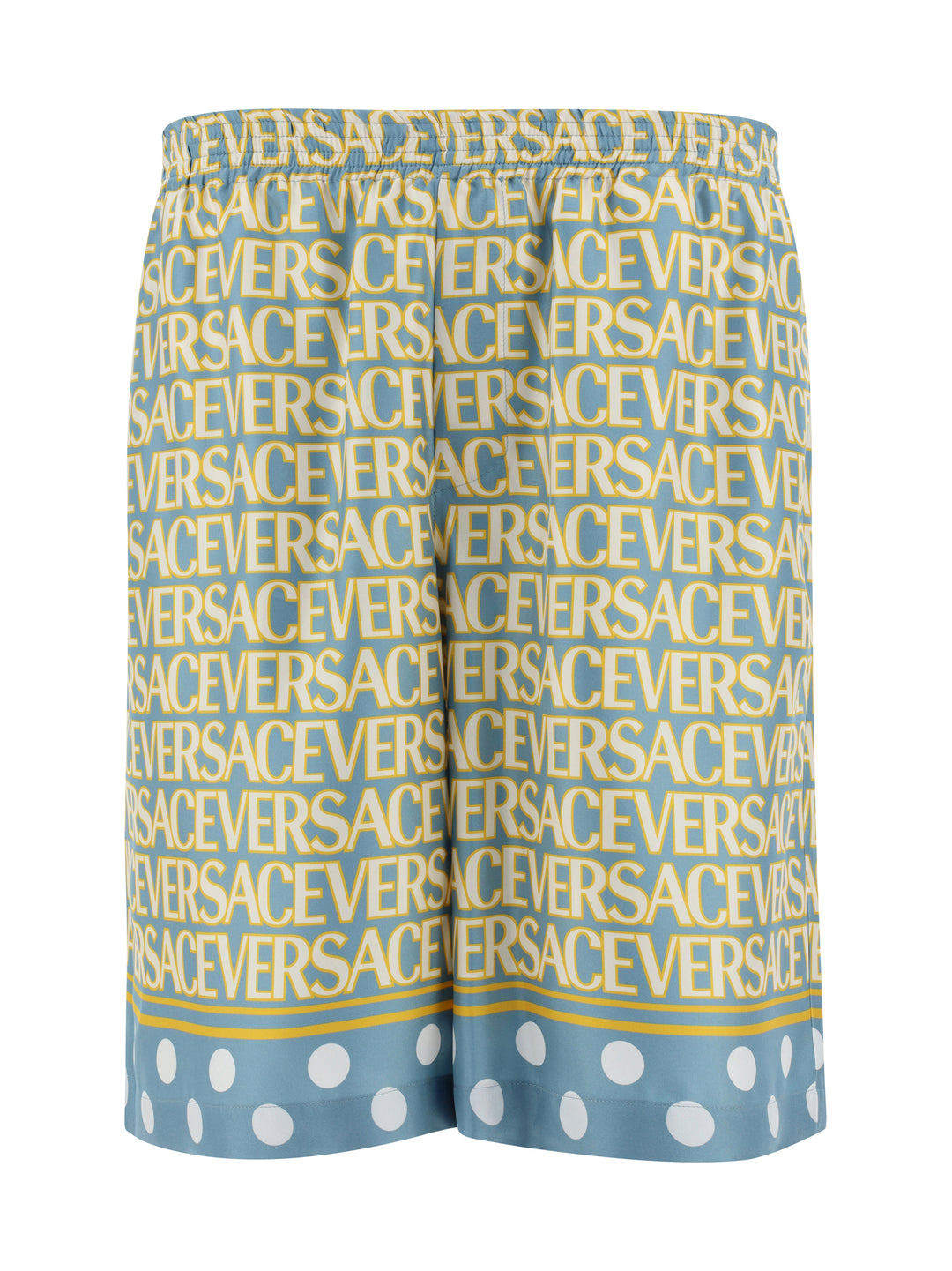 Silk bermuda shorts with all-over logo