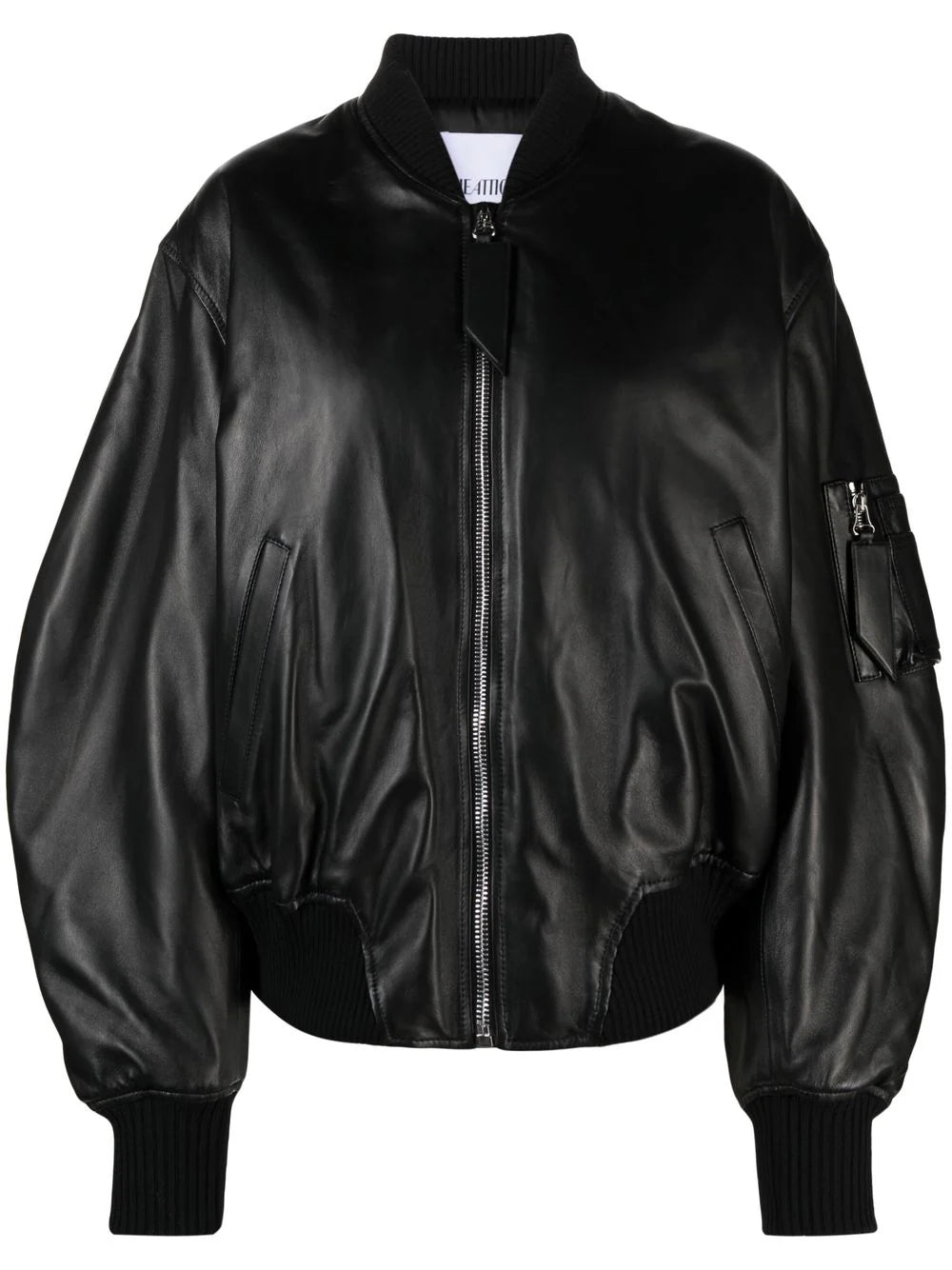 Leather bomber jacket